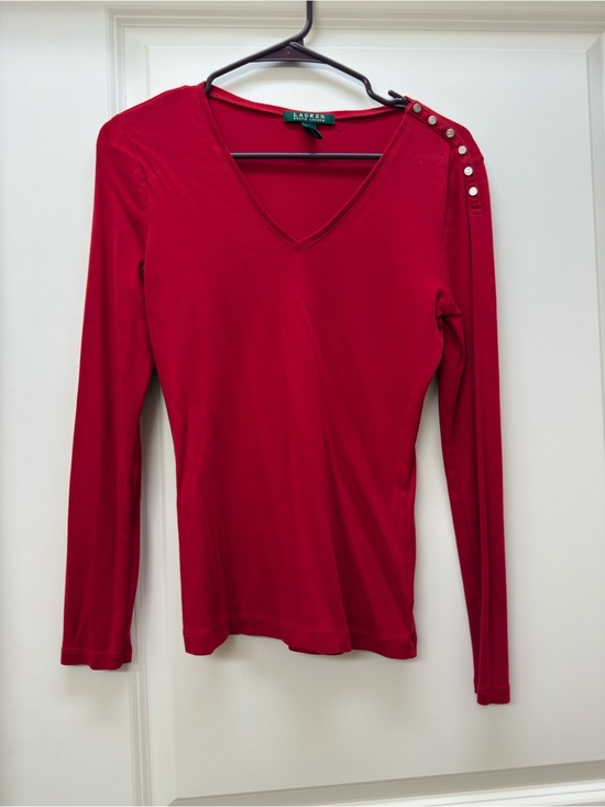 Ralph Lauren Tops - Lauren Ralph Lauren Red V-Neck Long-Sleeve Top